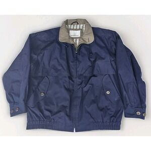 London Fog Jacket Windbreaker Men's Size Medium Regular Navy Blue Zip Coat